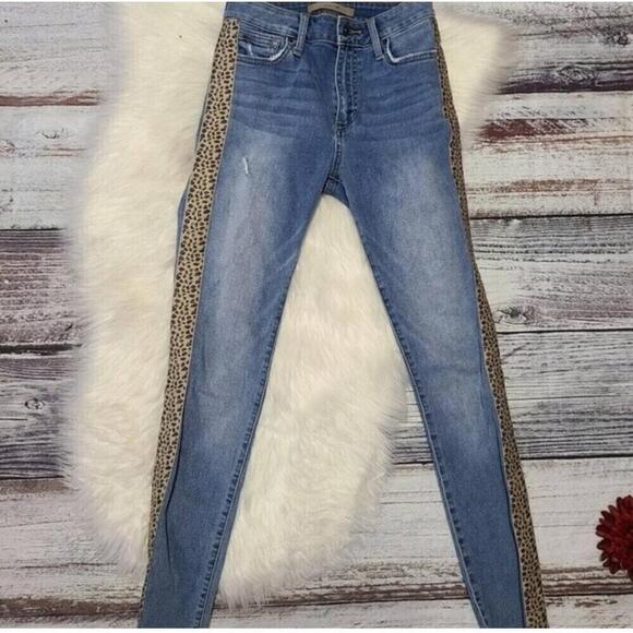NWOT Joe's Charlie Leopard Stripe Ankle Skinny Light Wash Jeans Sz 25 - Picture 3 of 10